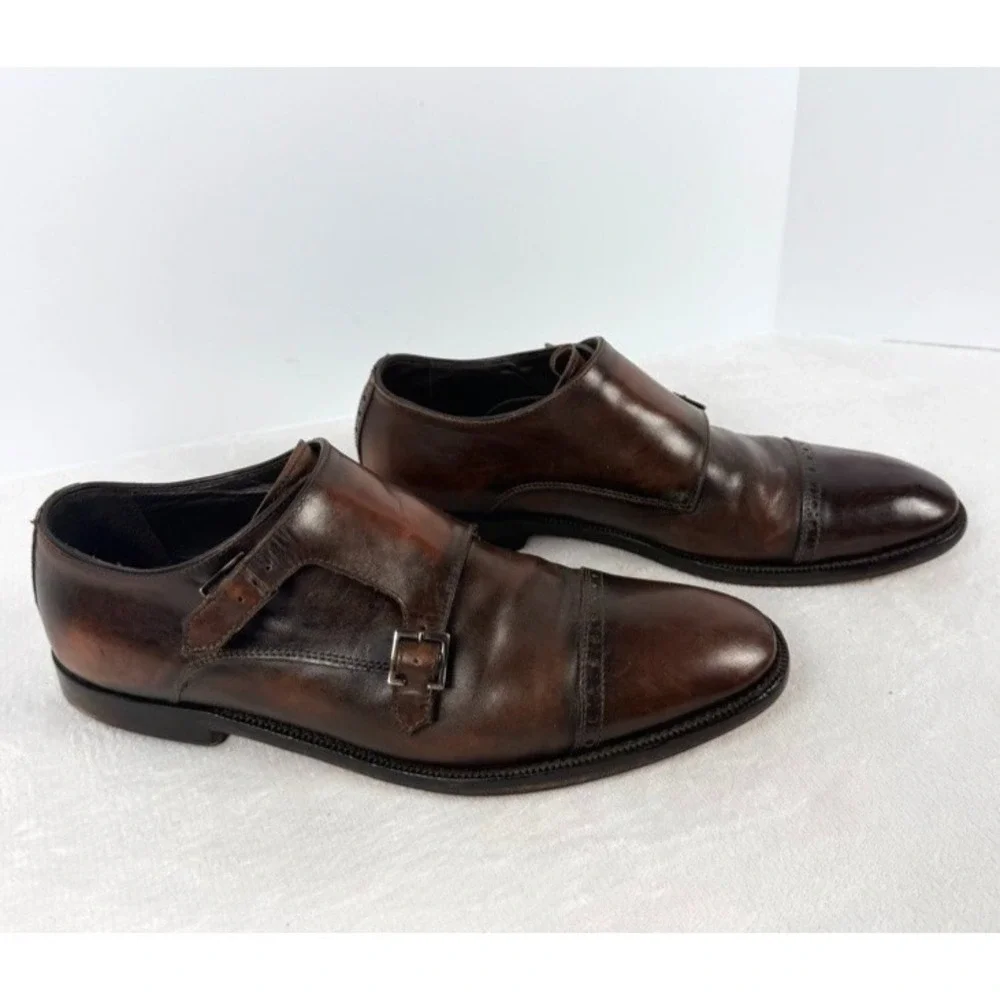 Allen Edmonds Francis Double Monk Strap Cap Toe Dress Shoes Brown Leather 11D